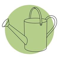 Icon of Watering Can for garden on color backgrond. Simple line doodle Watering Can icon. Vector illustration in editable line.