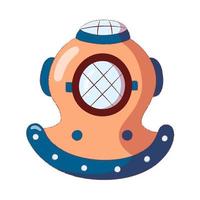 Diving helmet in cartoon style. Flat vector illustration isolated on white background.