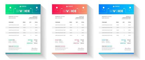 plantilla de formulario de factura comercial mínima moderna corporativa. cotizaciones de facturación, factura de dinero, formulario de impuestos, recibo de pago, facturas de precios y conjunto de plantillas de diseño de acuerdos de pago. vector