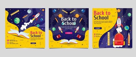 Back to school social media post template design. For web ads, postcard, card, business messages, discount flyers and big sale banners vector