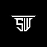 Diseño creativo del logotipo de la letra sw con gráfico vectorial vector