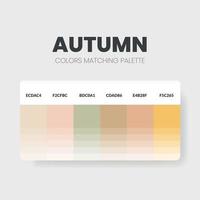 An autumn color palette or color schemes are trends combinations and palette guides this year, such as table color shades in RGB or  HEX. A color swatch for an autumn fashion, home, or interior design vector