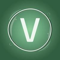 v letter circle logo design green background flat vector smart illustration