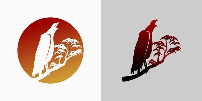 Eagle design in tree trunk with creative concept vector