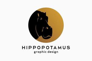 Hippo head design with creative concept in circle vector