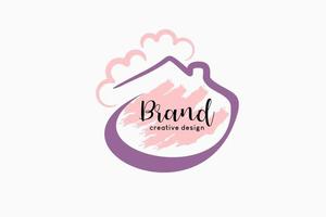 Feminine badge. Elegant watercolor background logo with house frame in hand drawn concept. Beautiful badge for brand design concept and card composition vector