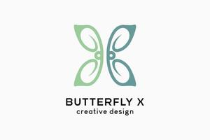 Letter x butterfly logo design with creative line art concept vector