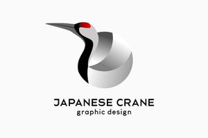 Japanese crane bird logo design with creative concept in circle vector