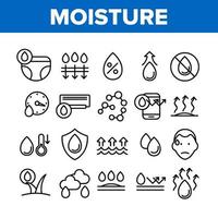 Moisture Water Drop Collection Icons Set Vector