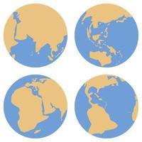 Modern simple earth set, great design for any purposes. Isolated network vector illustration. Planet earth. World map.