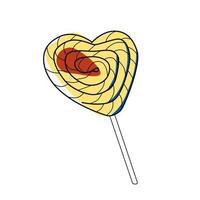 Lollipop in the shape of a heart illustration isolated. vector