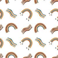 Kids boho rainbow pattern with abstract colorful archs. Baby bohemian background in warm colors. Vector illustration seamless pattern
