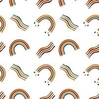 Kids boho rainbow pattern with abstract colorful archs. Baby bohemian background in warm colors. Vector illustration seamless pattern