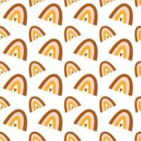 Kids boho rainbow pattern with abstract colorful archs. Baby bohemian background in warm colors. Vector illustration seamless pattern