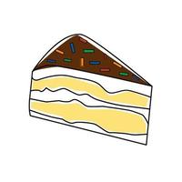 Piece of chocolate cake slice birthday tasty bake. Vector illustration