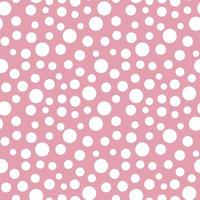 Abstract hand drawn polka dot seamless pattern retro white dot tracery on pink background irregular rhythm and size vector illustration