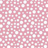 Abstract hand drawn polka dot seamless pattern retro white dot tracery on pink background irregular rhythm and size vector illustration