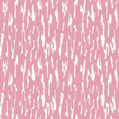 Abstract curved lines seamless pattern white smudge tracery on pink background irregular rhythm and size illustration