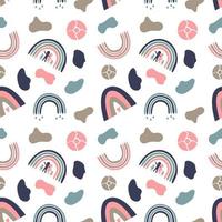 Kids boho rainbow pattern with abstract colorful archs. Baby bohemian background in warm colors. Vector illustration seamless pattern