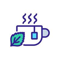 té de menta en taza icono vector ilustración de contorno