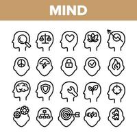Collection Mind Elements Vector Sign Icons Set