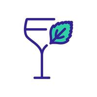 mint drink in wineglass icon vector outline illustration