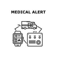 ilustración de concepto de vector de alerta médica negro