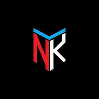 diseño creativo del logotipo de la letra nk con gráfico vectorial vector