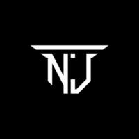 diseño creativo del logotipo de la letra nj con gráfico vectorial vector
