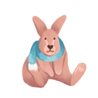 Cute rabbit in a blue scarf png