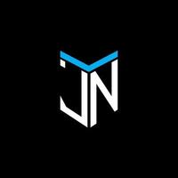 diseño creativo del logotipo de la letra jn con gráfico vectorial vector