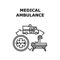 Medical Ambulance Car Concept Black Illustration vector