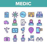 médico, médico, y, enfermera, colección, iconos, conjunto, vector