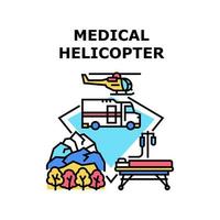 ilustración de vector de icono de helicóptero médico