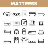 Mattress Types And Material Vector Linear Icons Set