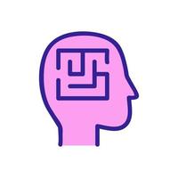 puzzle in head icon vector outline illustration