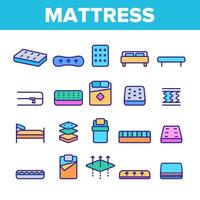 Mattress Types And Material Vector Linear Icons Set