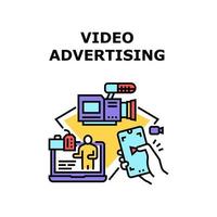 ilustración de color de concepto de vector de publicidad de video