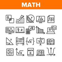 conjunto de iconos de colección de educación de ciencias matemáticas vector