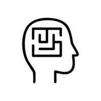 puzzle in head icon vector outline illustration