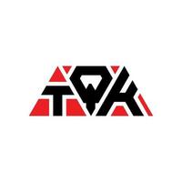 Diseño de logotipo de letra triangular tqk con forma de triángulo. monograma de diseño de logotipo de triángulo tqk. plantilla de logotipo de vector de triángulo tqk con color rojo. logotipo triangular tqk logotipo simple, elegante y lujoso. gracias