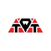 TQT triangle letter logo design with triangle shape. TQT triangle logo design monogram. TQT triangle vector logo template with red color. TQT triangular logo Simple, Elegant, and Luxurious Logo. TQT