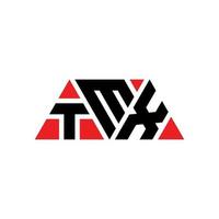 diseño de logotipo de letra triangular tmx con forma de triángulo. monograma de diseño de logotipo de triángulo tmx. plantilla de logotipo de vector de triángulo tmx con color rojo. logotipo triangular tmx logotipo simple, elegante y lujoso. tmx