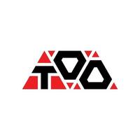 TOO triangle letter logo design with triangle shape. TOO triangle logo design monogram. TOO triangle vector logo template with red color. TOO triangular logo Simple, Elegant, and Luxurious Logo. TOO