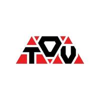 TOV triangle letter logo design with triangle shape. TOV triangle logo design monogram. TOV triangle vector logo template with red color. TOV triangular logo Simple, Elegant, and Luxurious Logo. TOV