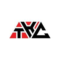 TKC triangle letter logo design with triangle shape. TKC triangle logo design monogram. TKC triangle vector logo template with red color. TKC triangular logo Simple, Elegant, and Luxurious Logo. TKC