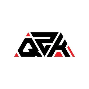 QZK triangle letter logo design with triangle shape. QZK triangle logo design monogram. QZK triangle vector logo template with red color. QZK triangular logo Simple, Elegant, and Luxurious Logo. QZK