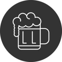 icono de línea de cerveza invertida vector