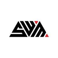 SWM triangle letter logo design with triangle shape. SWM triangle logo design monogram. SWM triangle vector logo template with red color. SWM triangular logo Simple, Elegant, and Luxurious Logo. SWM