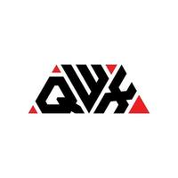 QWX triangle letter logo design with triangle shape. QWX triangle logo design monogram. QWX triangle vector logo template with red color. QWX triangular logo Simple, Elegant, and Luxurious Logo. QWX